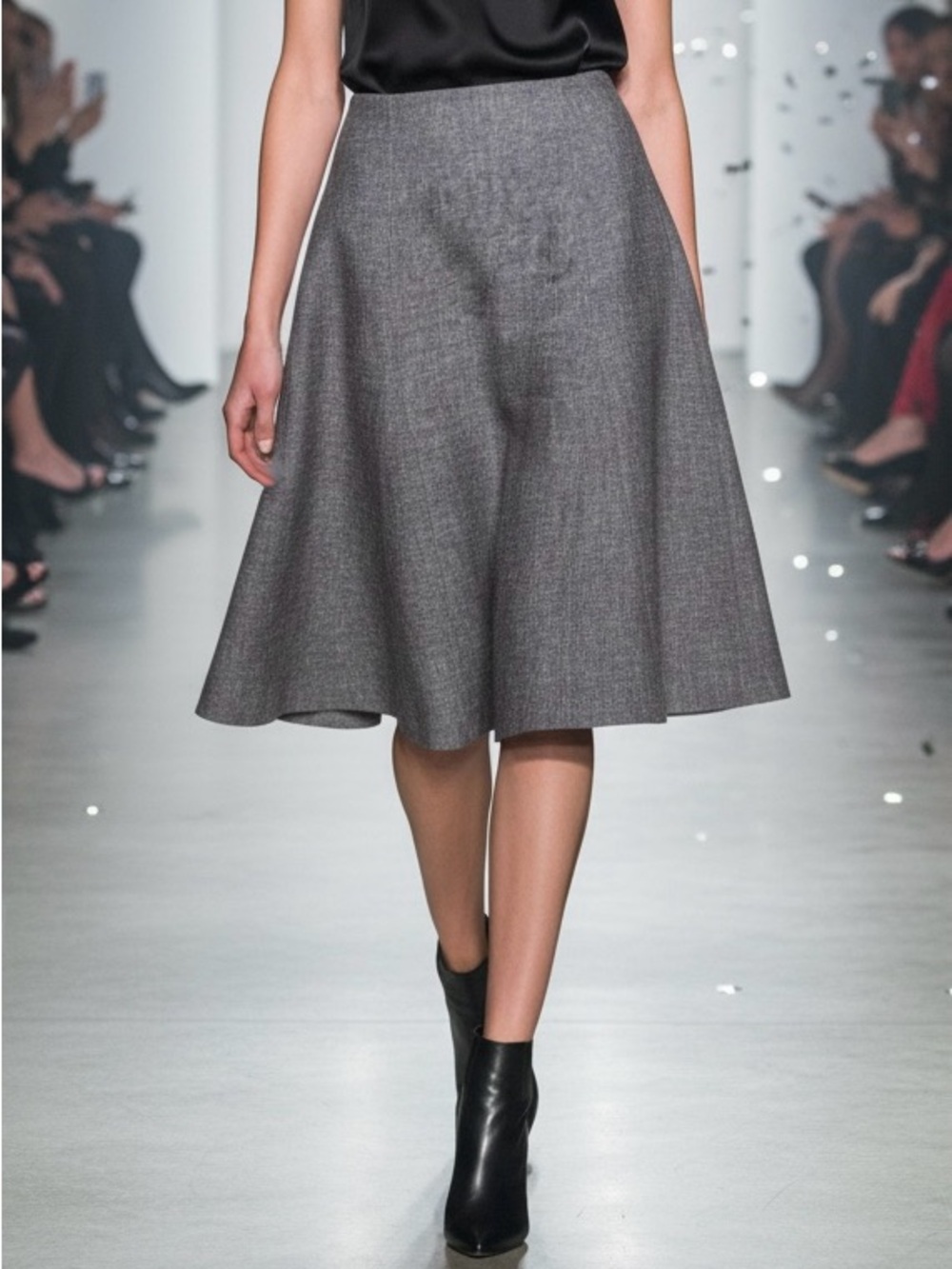 Dalia Collection Grey Brown Linen Blend A-Line Midi Skirt - Size 8